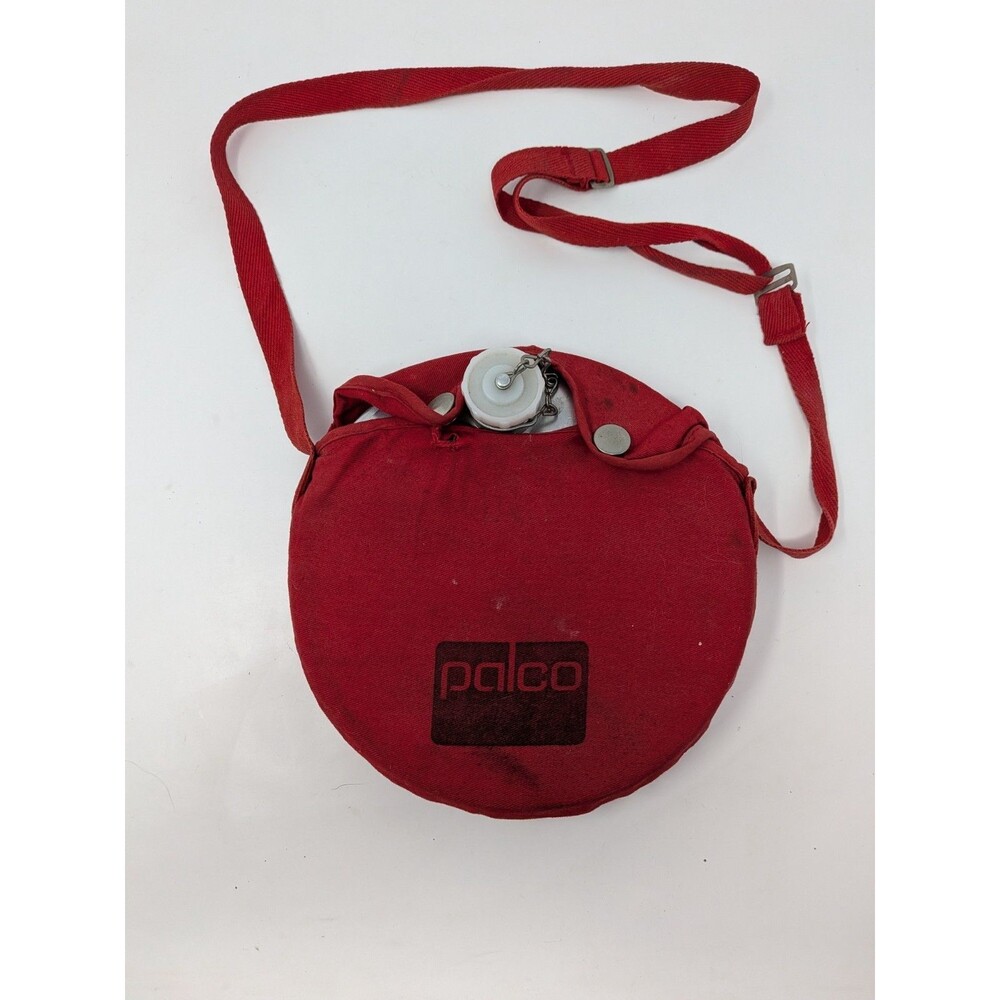Vintage Palco Aluminum Canteen Red Canvas Cover Strap Camping Scout Gorpcore